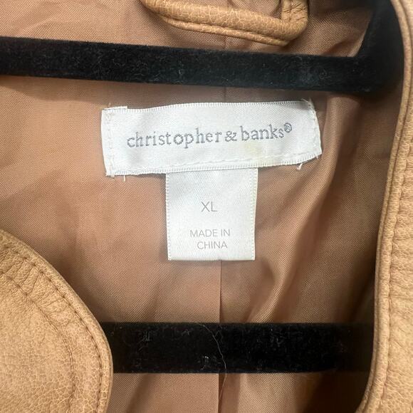 Christopher & Banks Tan Faux Leather Motorcycle Jacket XL - Picture 5 of 6
